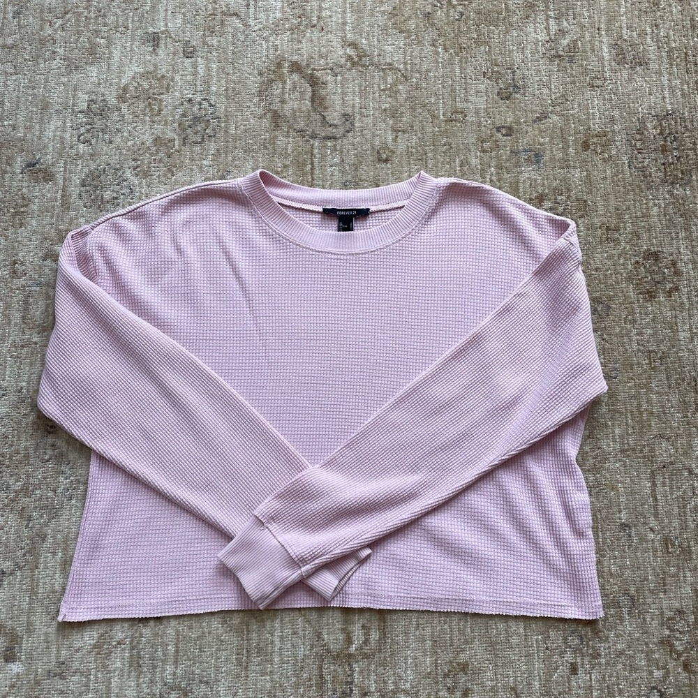 Perfect waffle fabric long sleeve shirt, size S, dusty pink